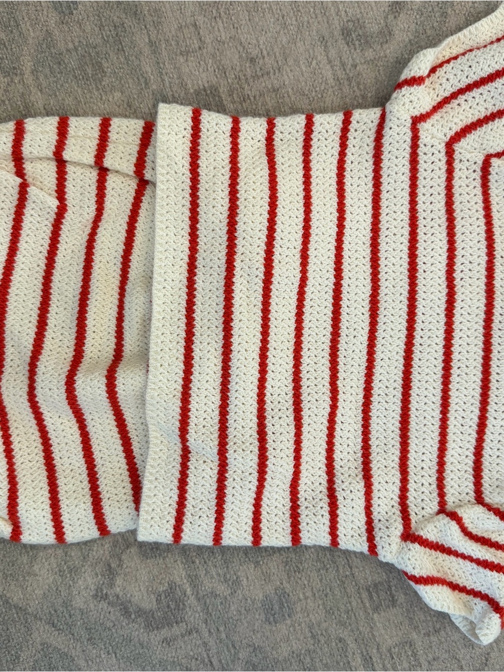 Zara Striped Knit set - White with Red Stripes